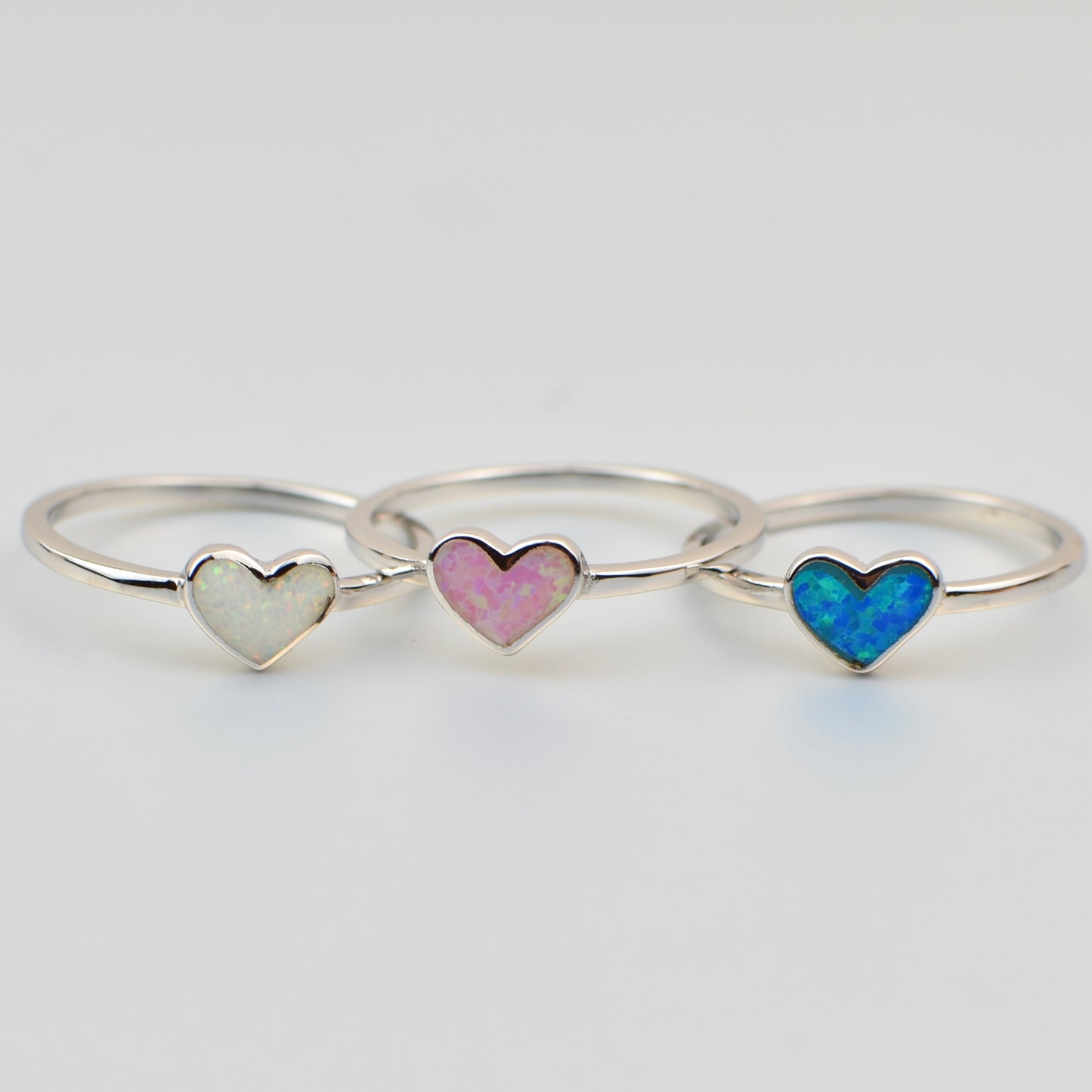 Heart Opal Sterling Silver Rings