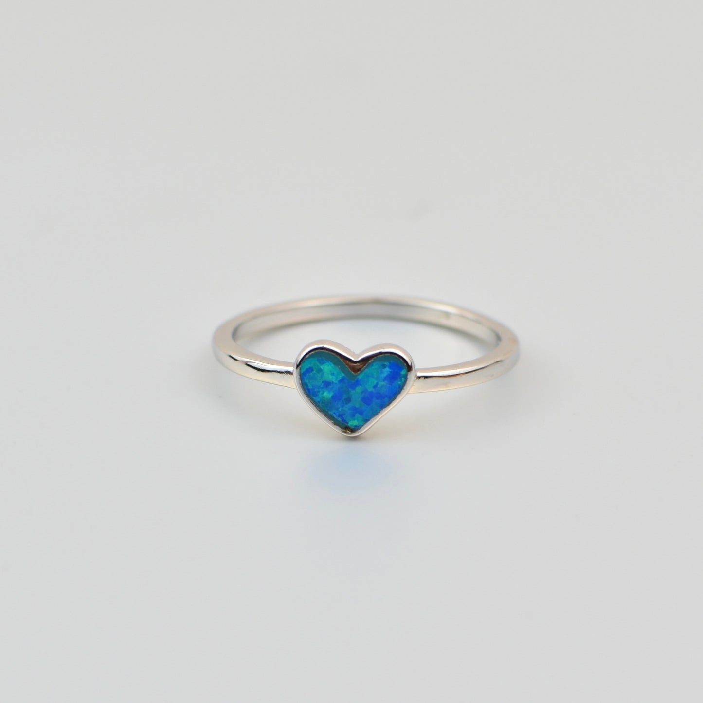 Heart Opal Sterling Silver Rings