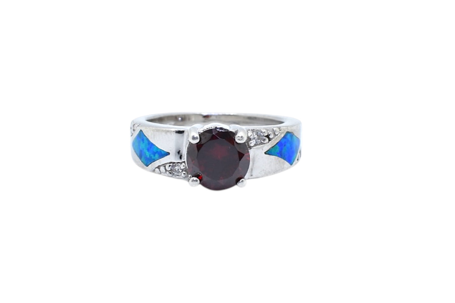 Garnet Blue Opal Ring