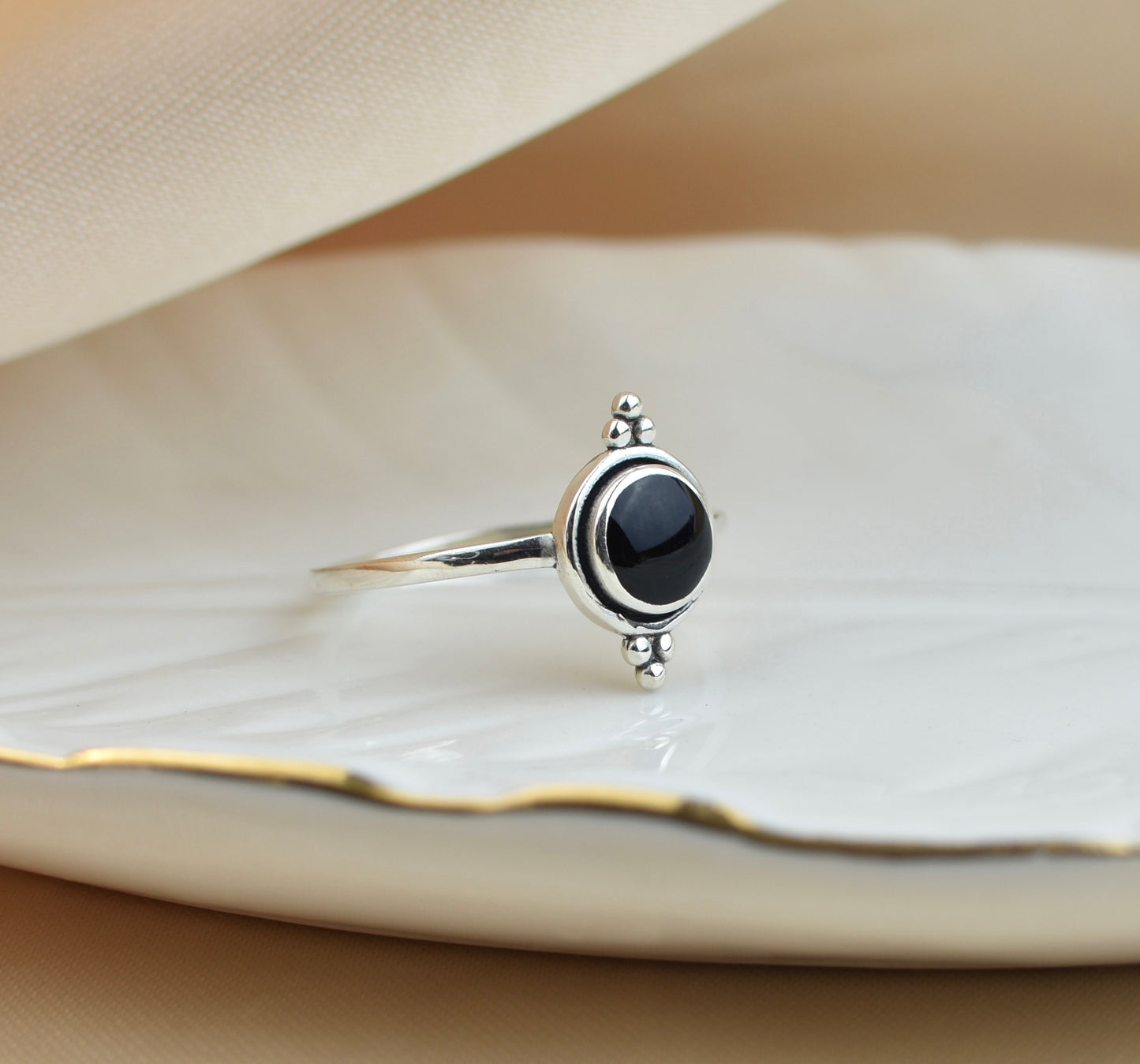 Black Onyx Sterling Silver Stone Ring