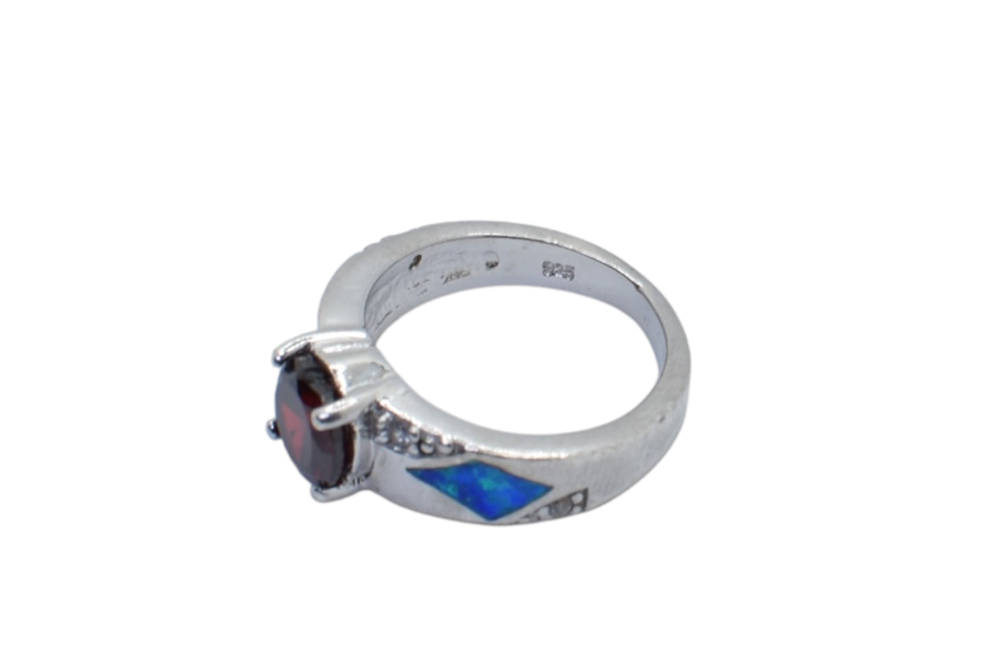 Garnet Blue Opal Ring