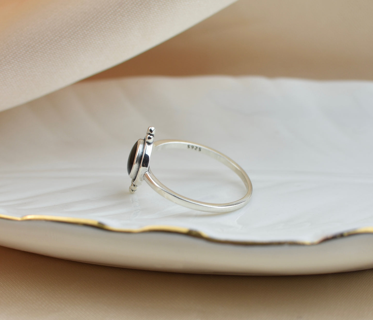 Black Onyx Sterling Silver Stone Ring