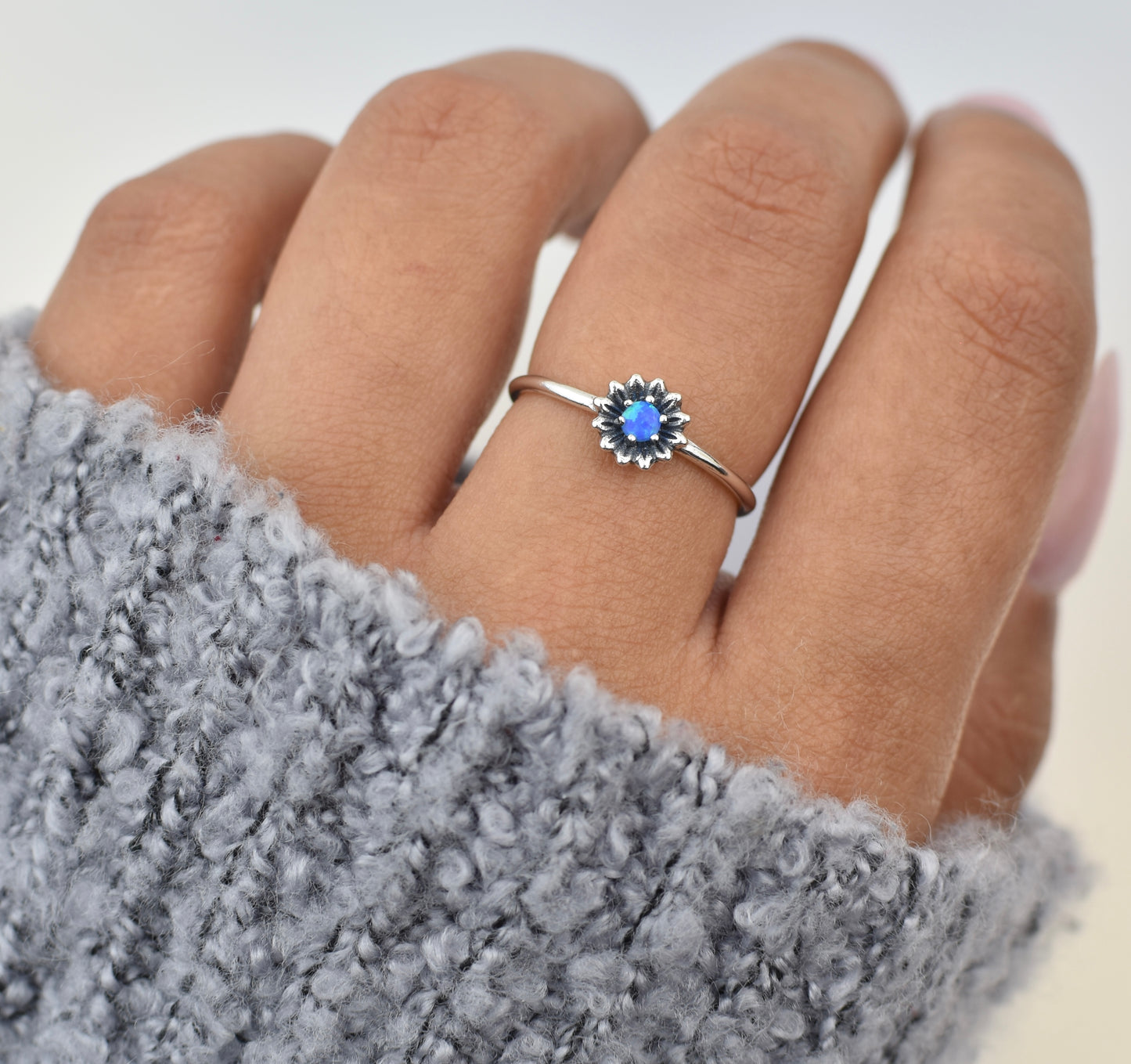 Dainty Flower Sterling Silver Ring