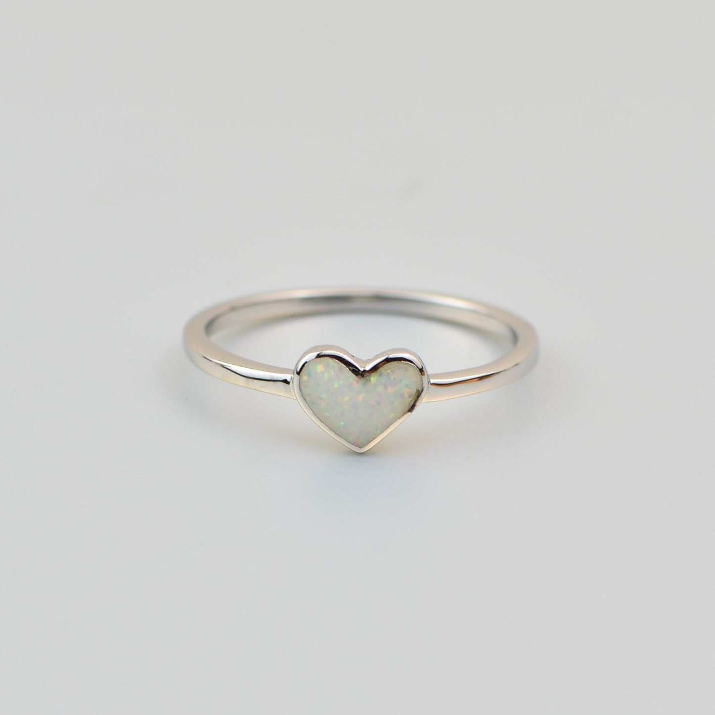 Heart Opal Sterling Silver Rings