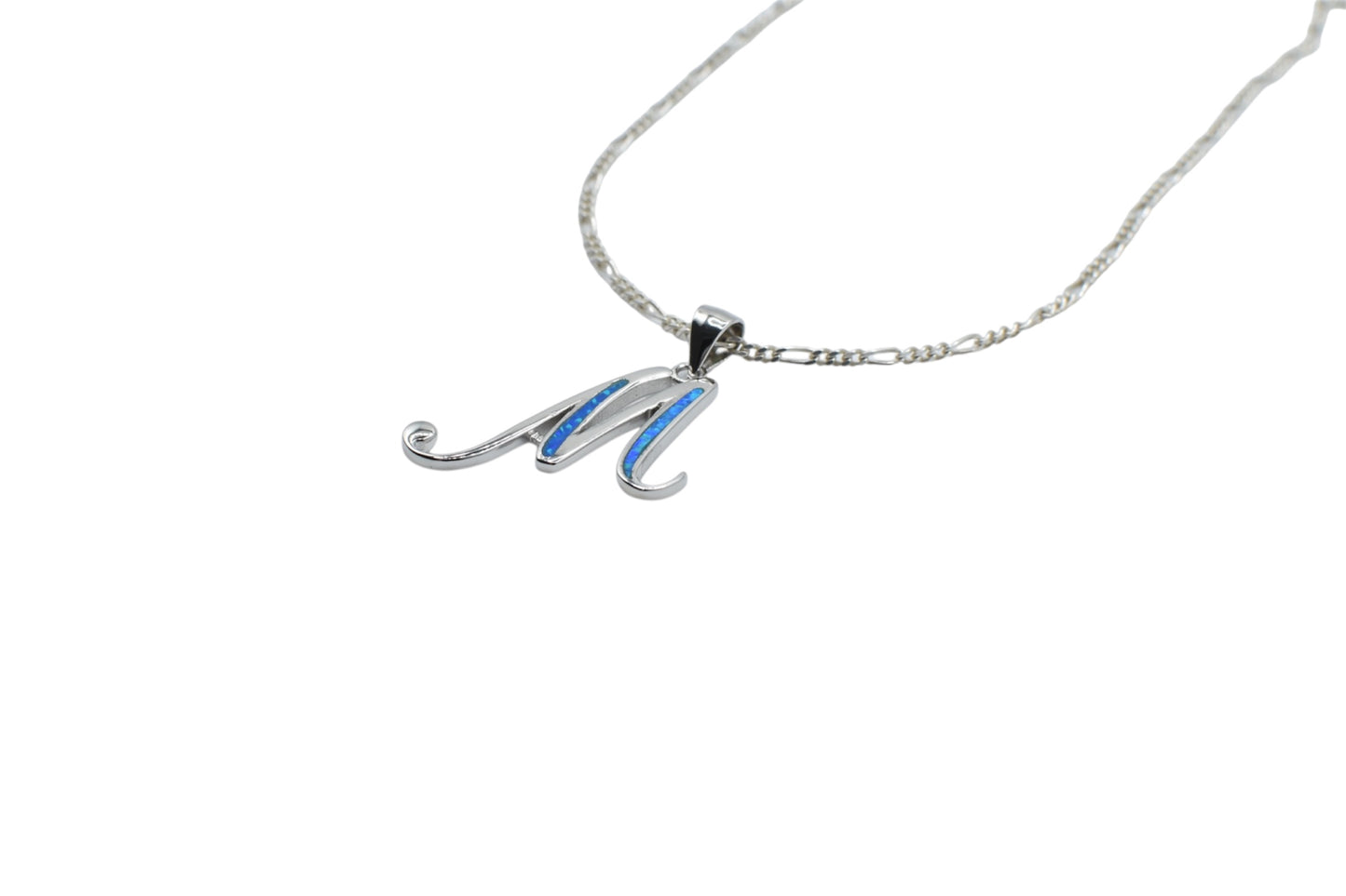 Blue Opal Initial Necklace