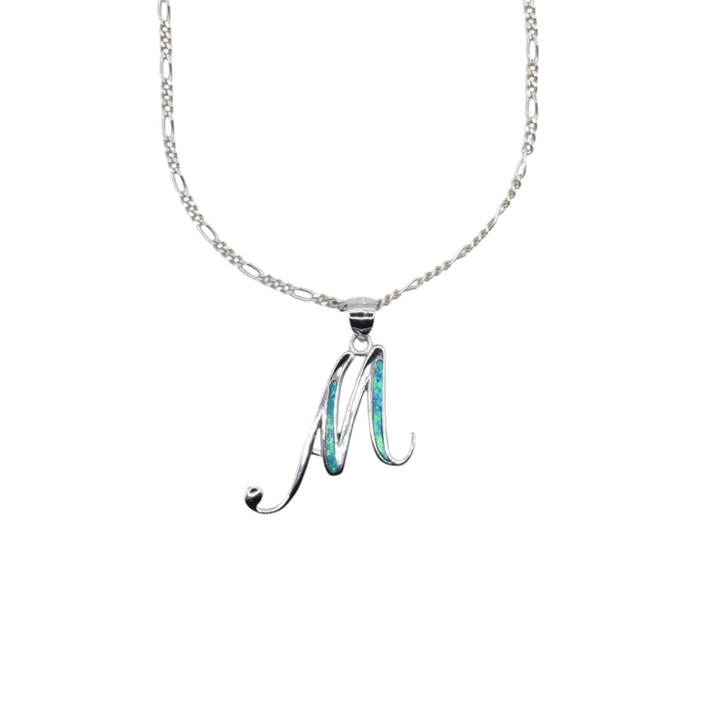 Blue Opal Initial Necklace