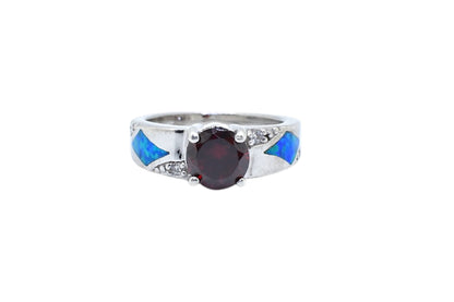 Garnet Blue Opal Ring