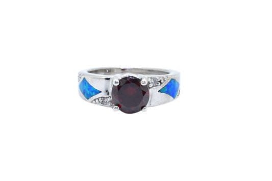 Garnet Blue Opal Ring
