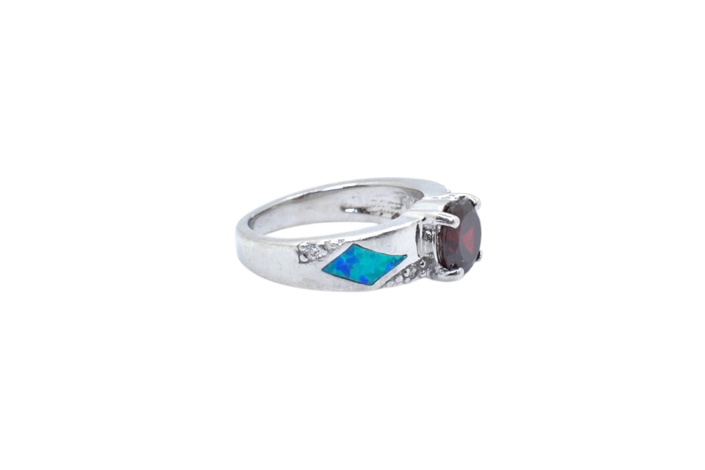Garnet Blue Opal Ring