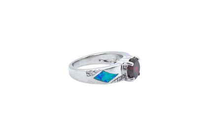 Garnet Blue Opal Ring