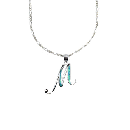Blue Opal Initial Necklace
