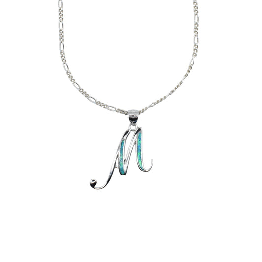 Blue Opal Initial Necklace