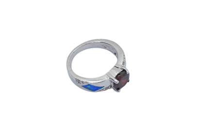 Garnet Blue Opal Ring