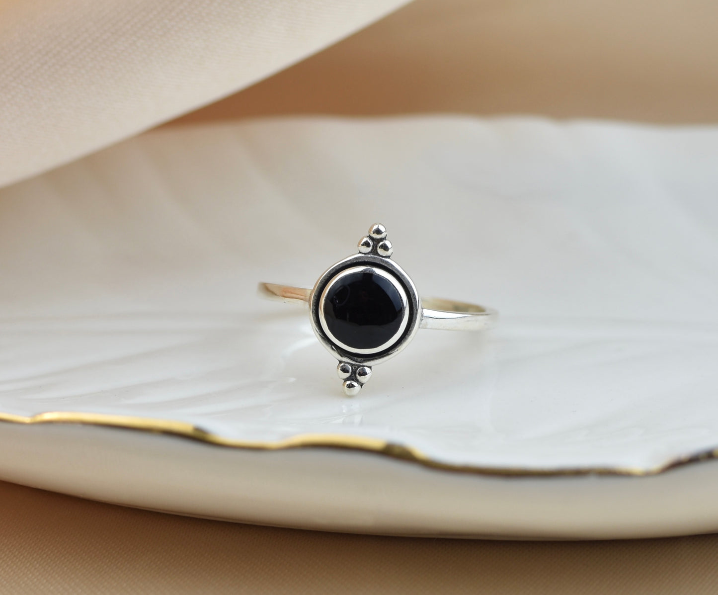 Black Onyx Sterling Silver Stone Ring