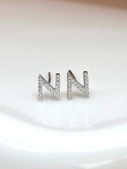 CZ Initial Studs | Sterling Silver A-Z