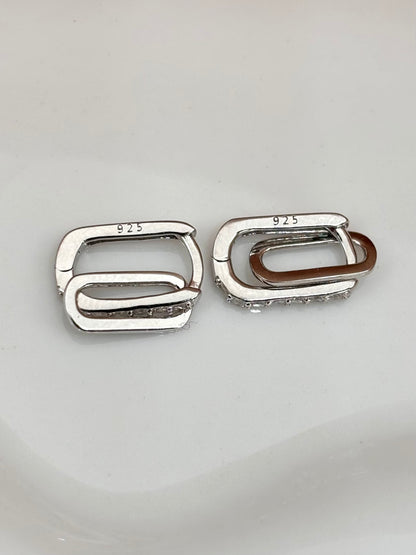 CZ Rectangular Hoops | Sterling Silver