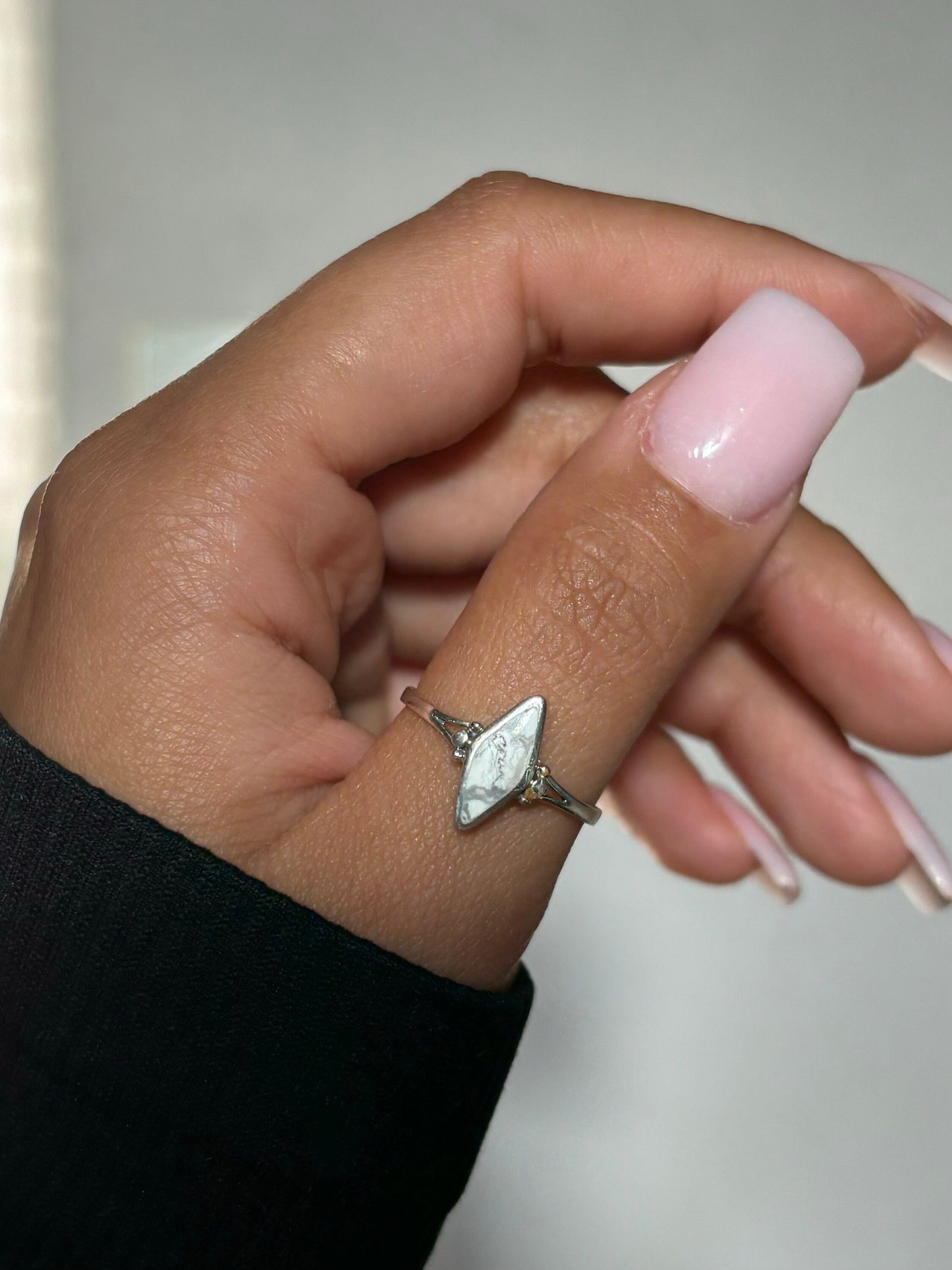 White Buffalo Turquoise Stone Sterling Silver Ring