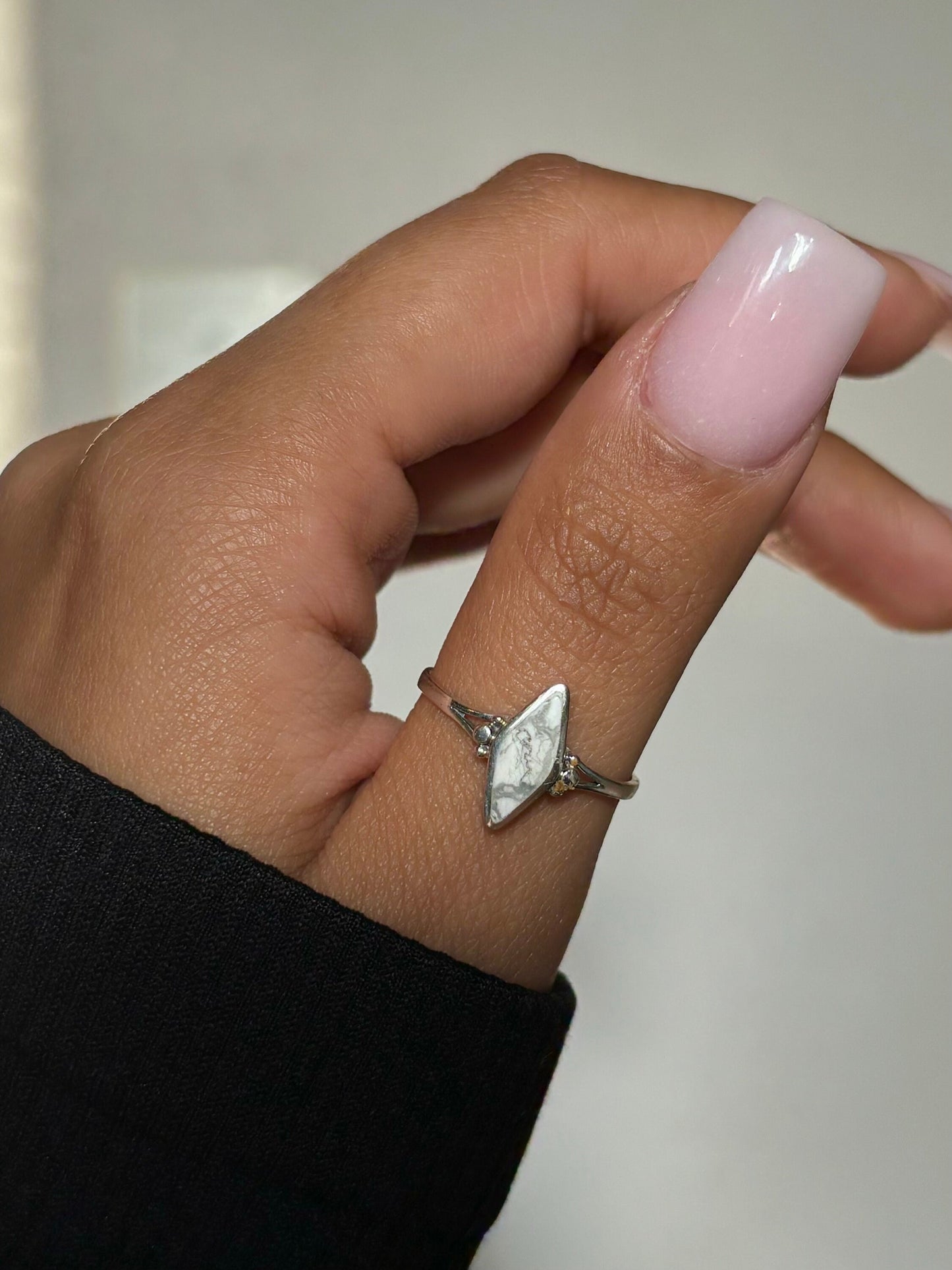 White Buffalo Turquoise Stone Sterling Silver Ring