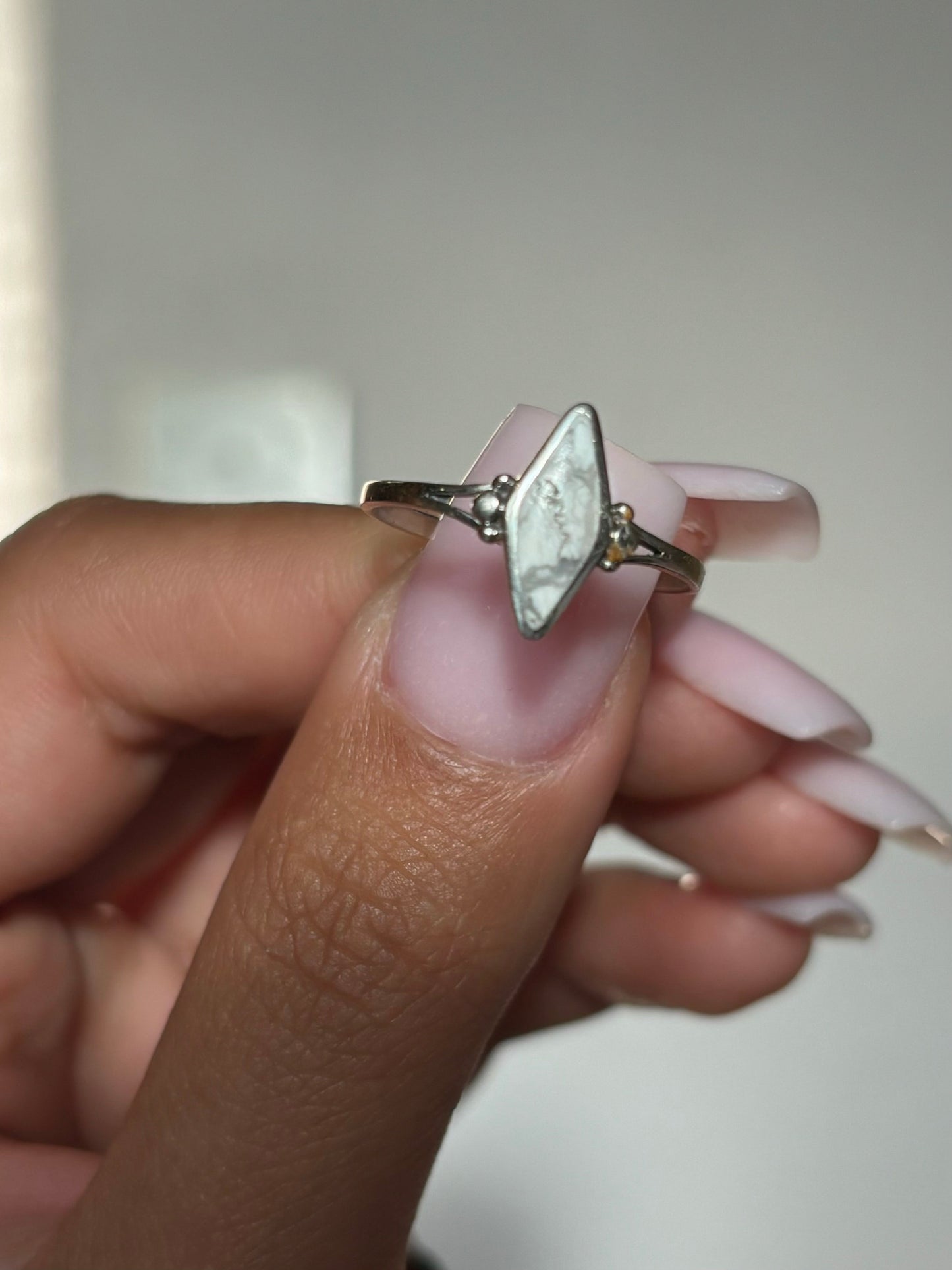 White Buffalo Turquoise Stone Sterling Silver Ring