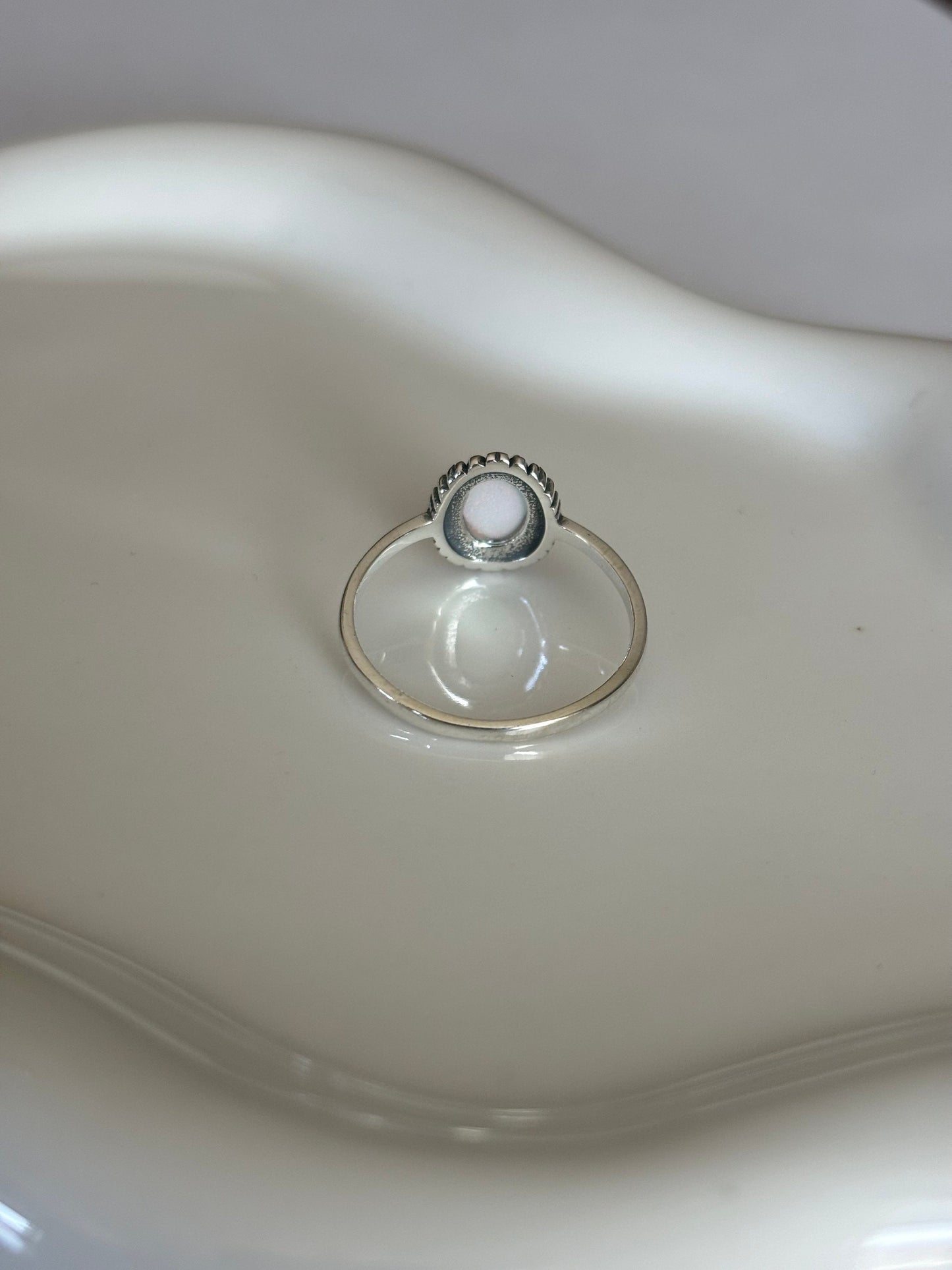 Sterling Silver White Opal Stone Ring