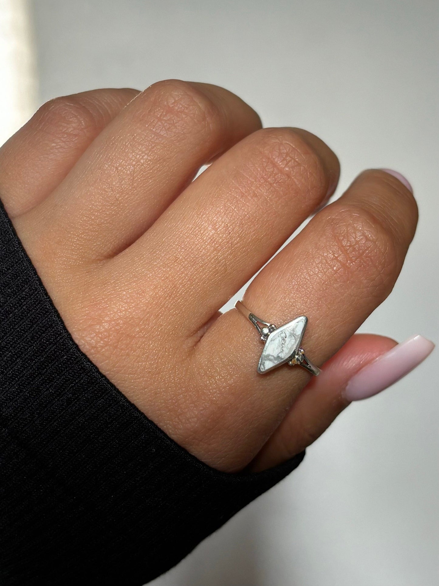 White Buffalo Turquoise Stone Sterling Silver Ring