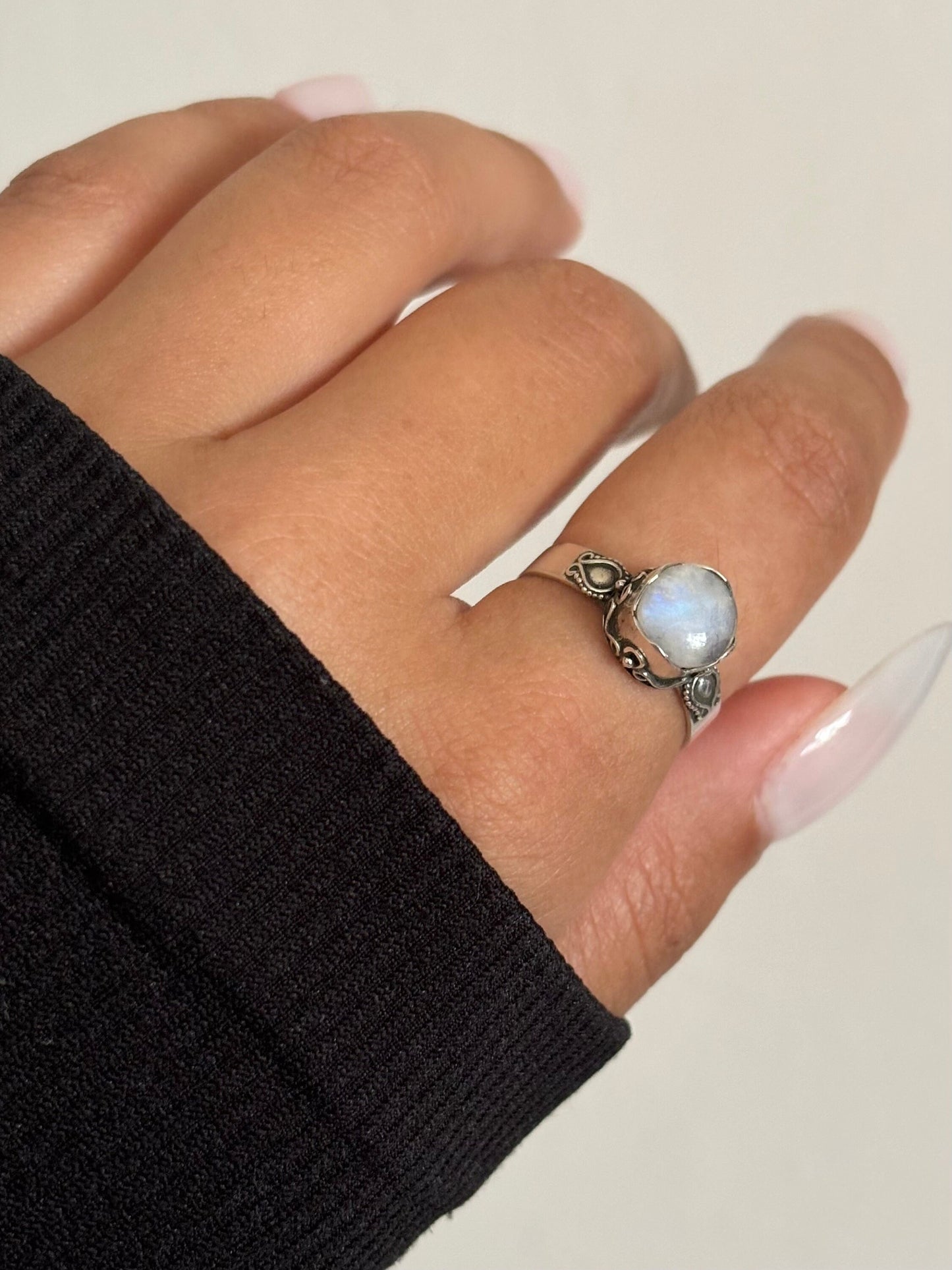Genuine Moonstone Sterling Silver Ring
