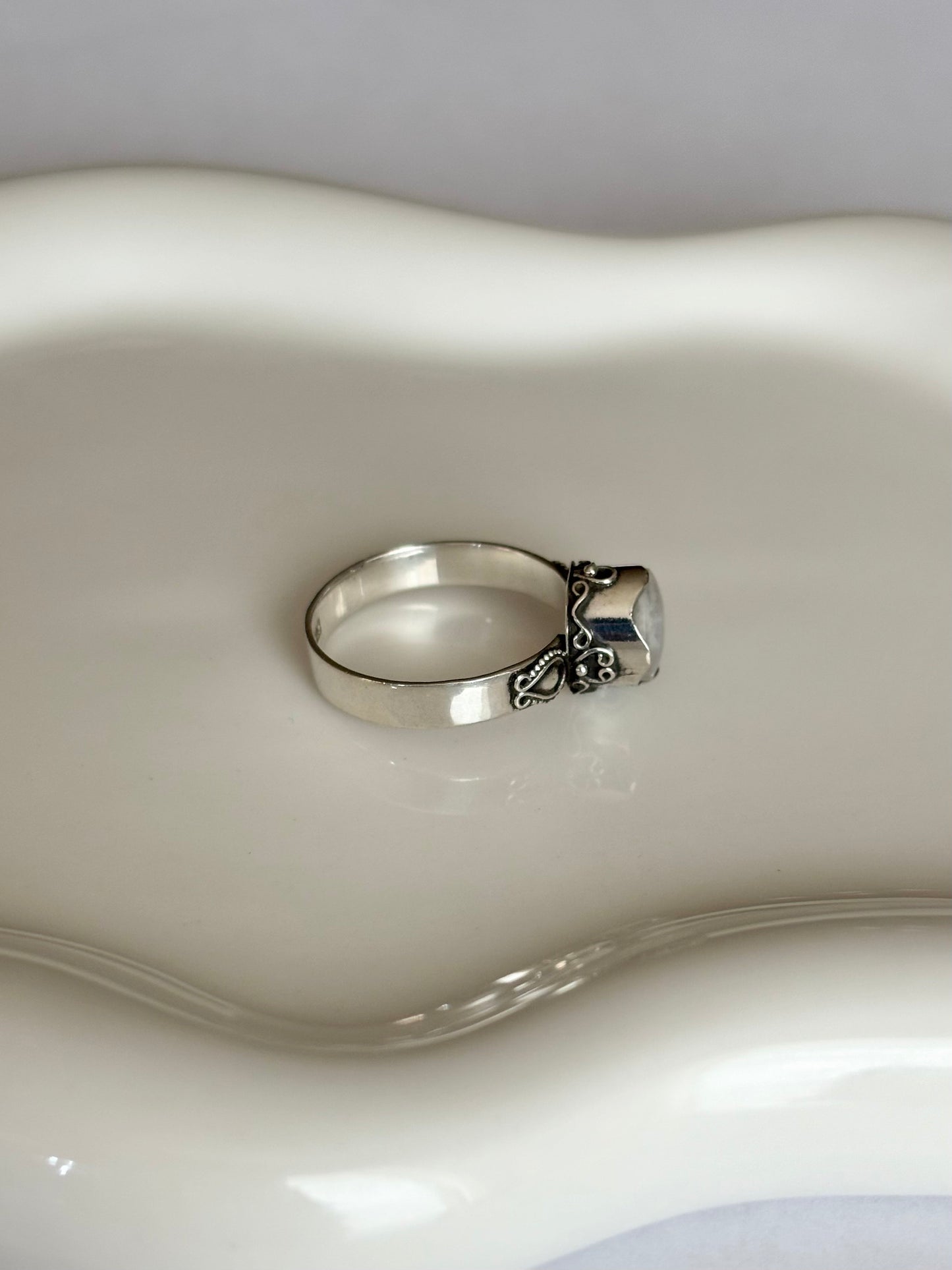 Genuine Moonstone Sterling Silver Ring