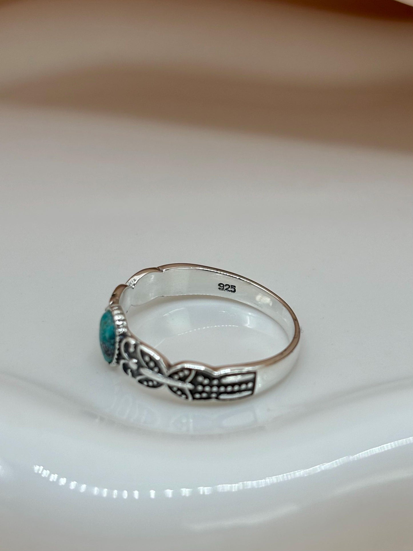 Genuine Turquoise Stone Sterling Silver Ring
