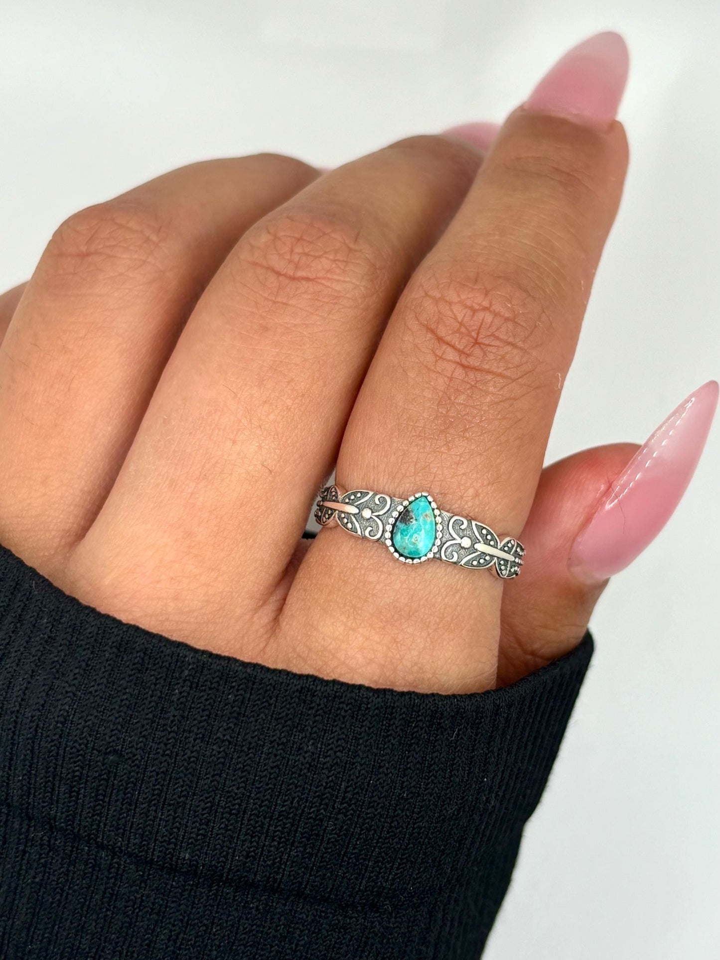 Genuine Turquoise Stone Sterling Silver Ring