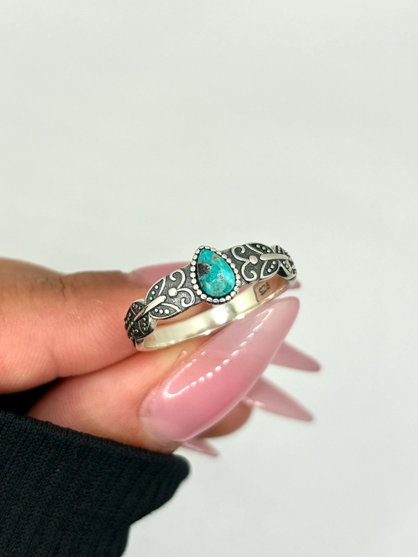 Genuine Turquoise Stone Sterling Silver Ring
