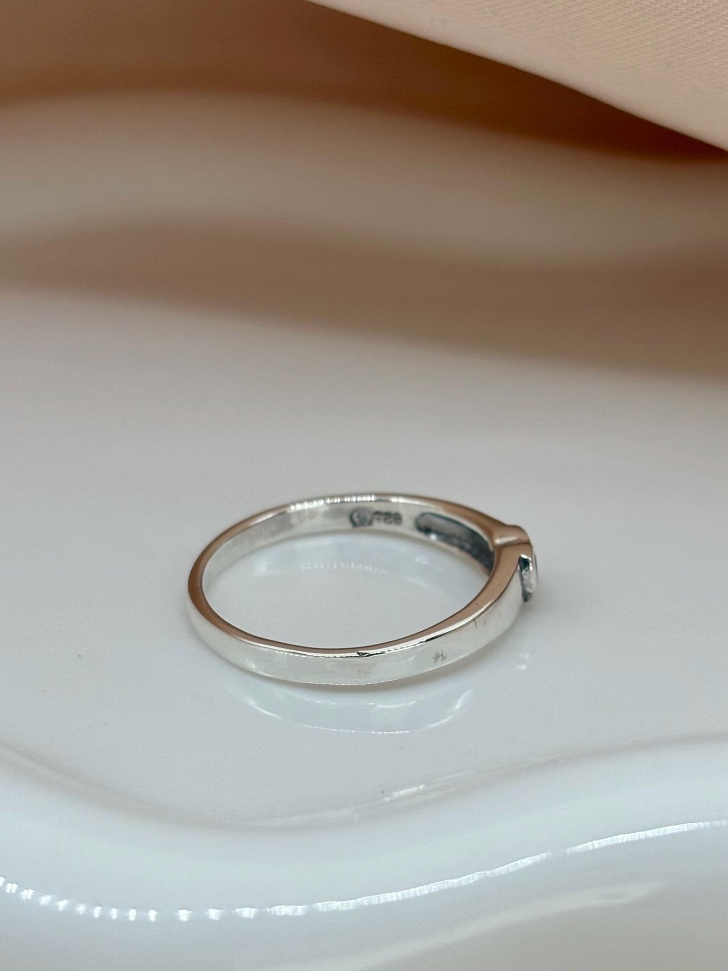 Dainty Heart Onyx Stone Sterling Silver Ring