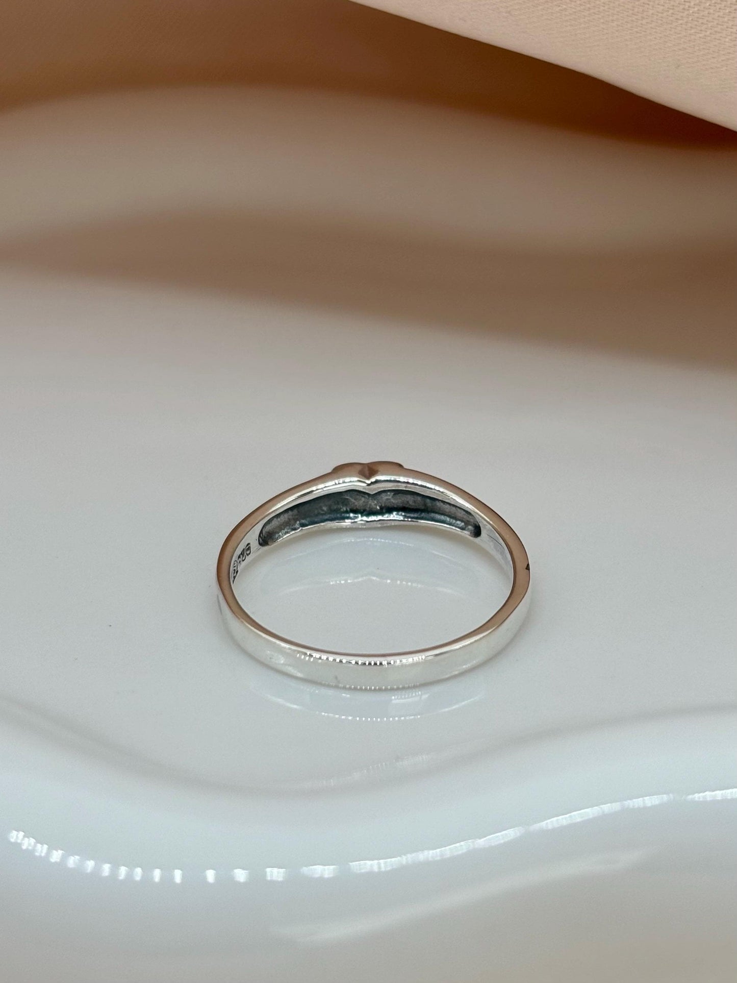 Dainty Heart Onyx Stone Sterling Silver Ring