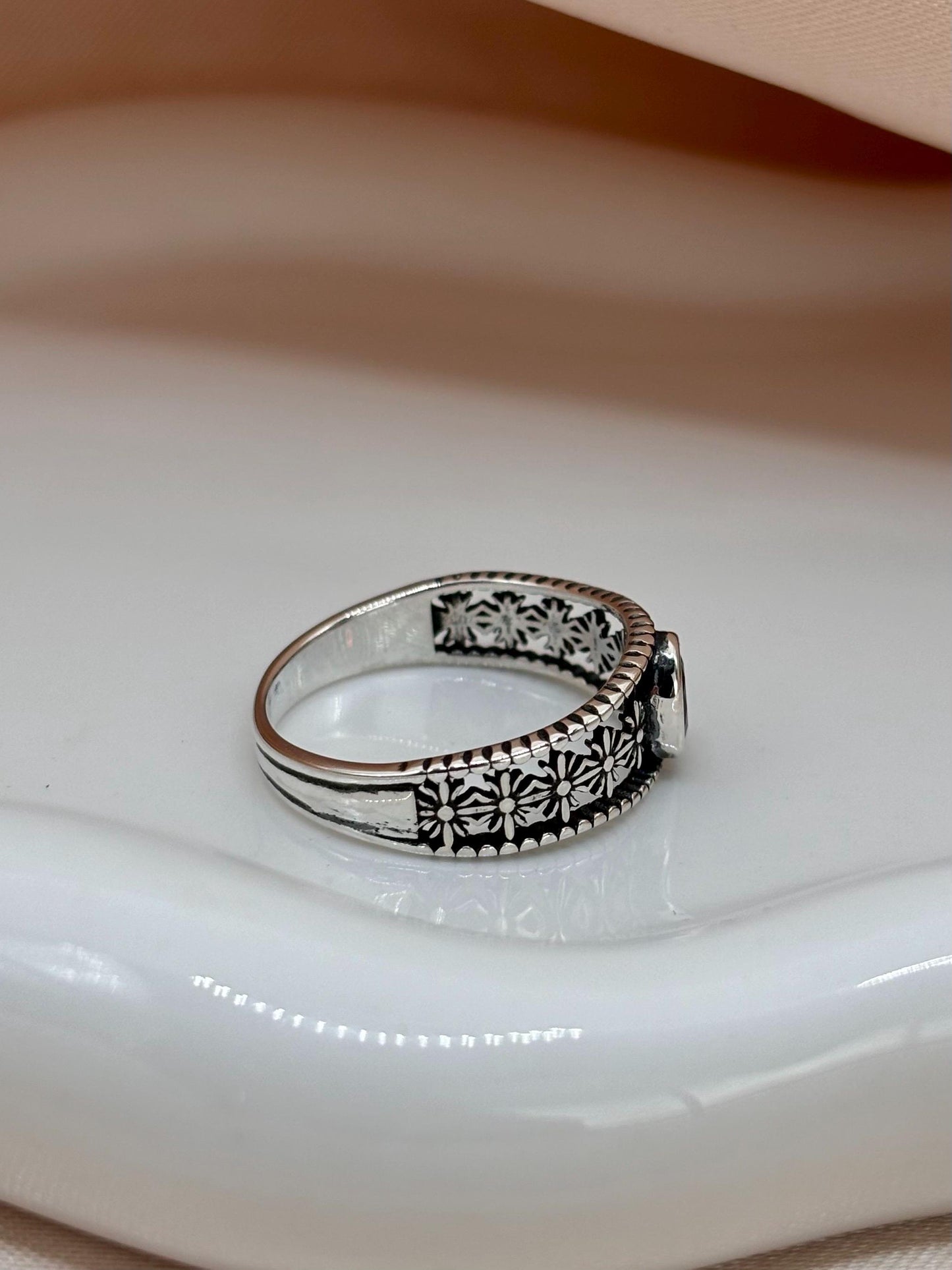 Natural Garnet Sterling Silver Ring